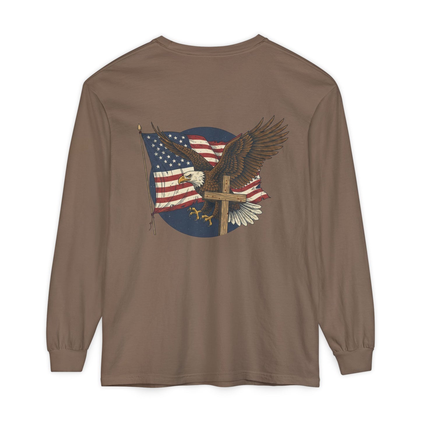 Patriotic Eagle Long Sleeve Tee — American Flag Graphic