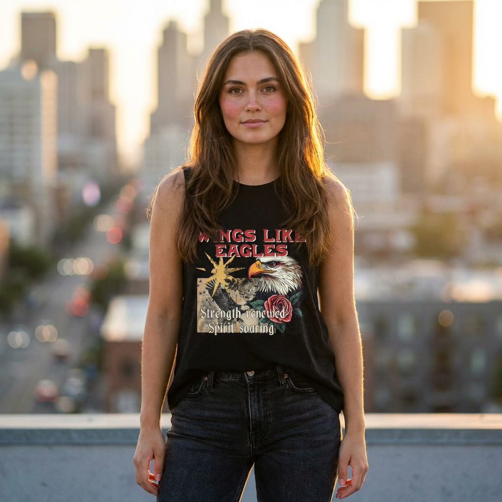 Wings Like Eagles Women's Crop Top – Patriotic Eagle Graphic, "Strength Renewed Spirit Soaring"