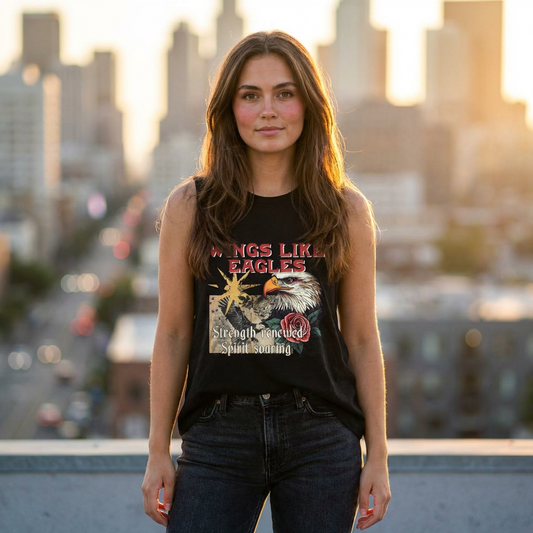 Wings Like Eagles Women's Crop Top – Patriotic Eagle Graphic, "Strength Renewed Spirit Soaring"