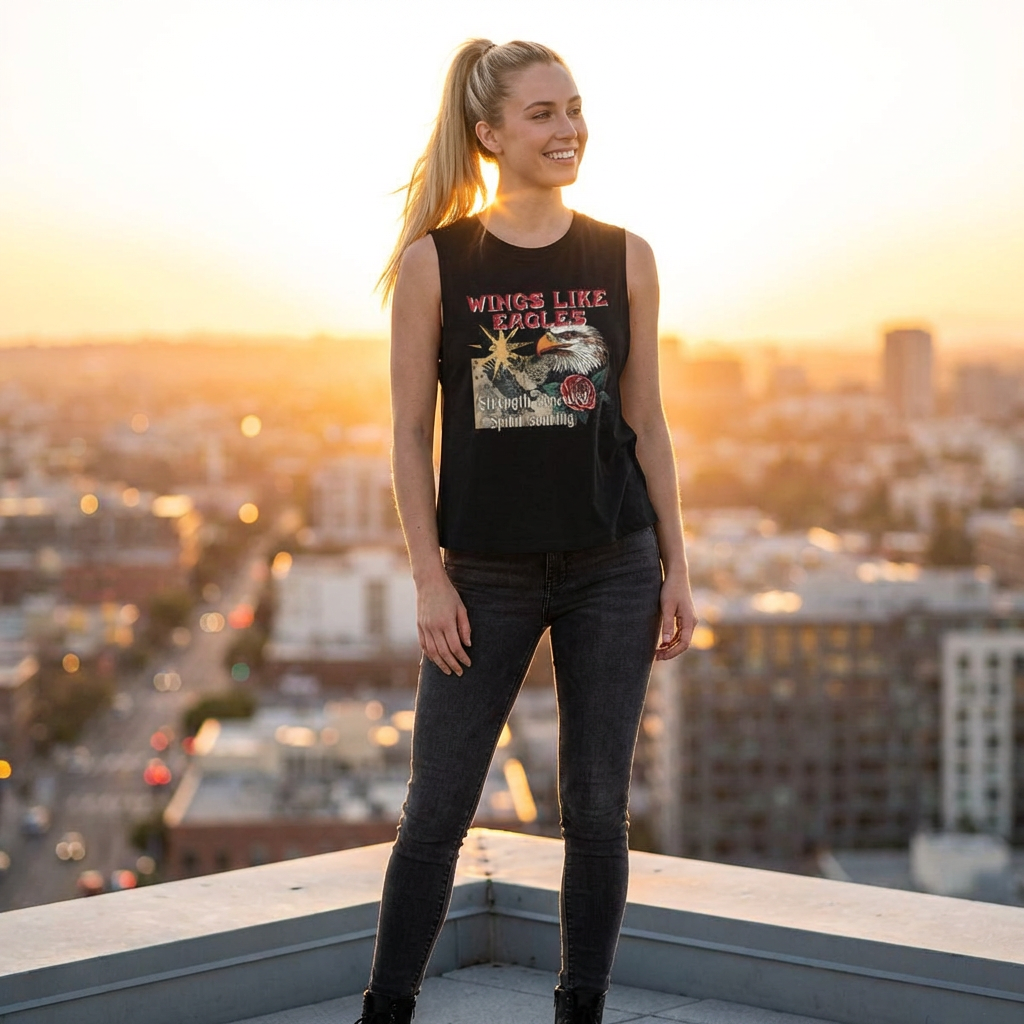 Wings Like Eagles Women's Crop Top – Patriotic Eagle Graphic, "Strength Renewed Spirit Soaring"