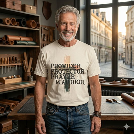 "Provider. Protector. Prayer Warrior." Inspirational Christian Tee