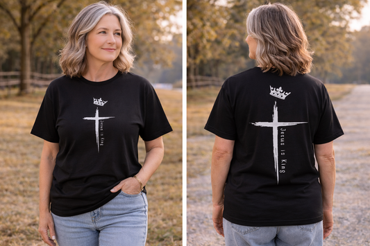 Jesus Is King Cross T-Shirt — Crowned Faith Graphic Tee