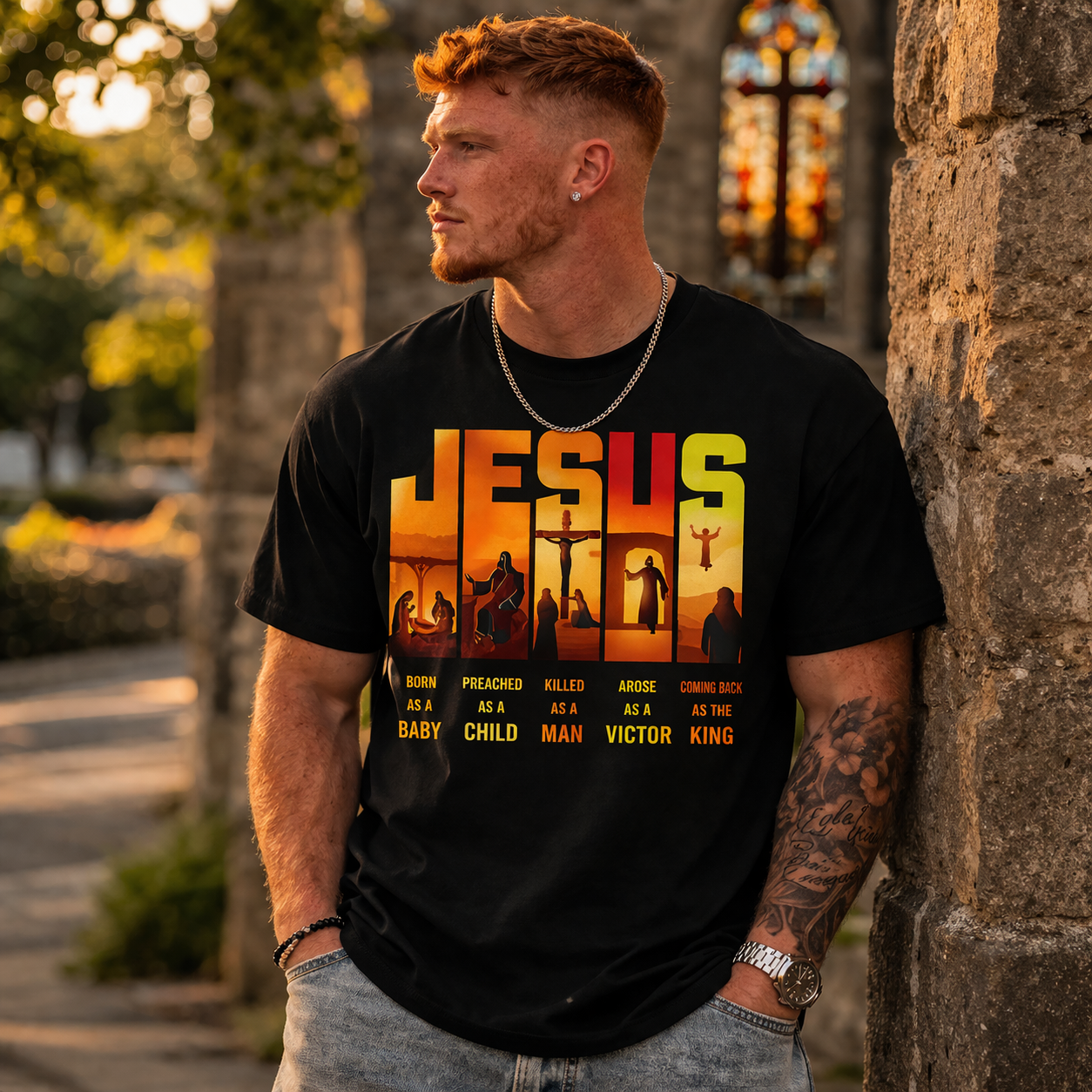 Jesus Silhouette Graphic T-Shirt — Faith Christian Gospel Tee