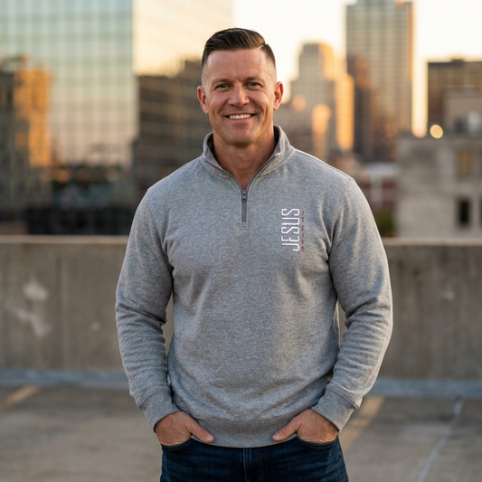 Jesus Is King Embroidered Fleece Pullover - Christian Quarter-Zip
