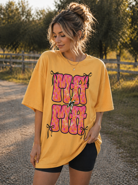MAMA Hot Pink Tie-Dye Lettering T-Shirt | Floral Stiletto Graphic