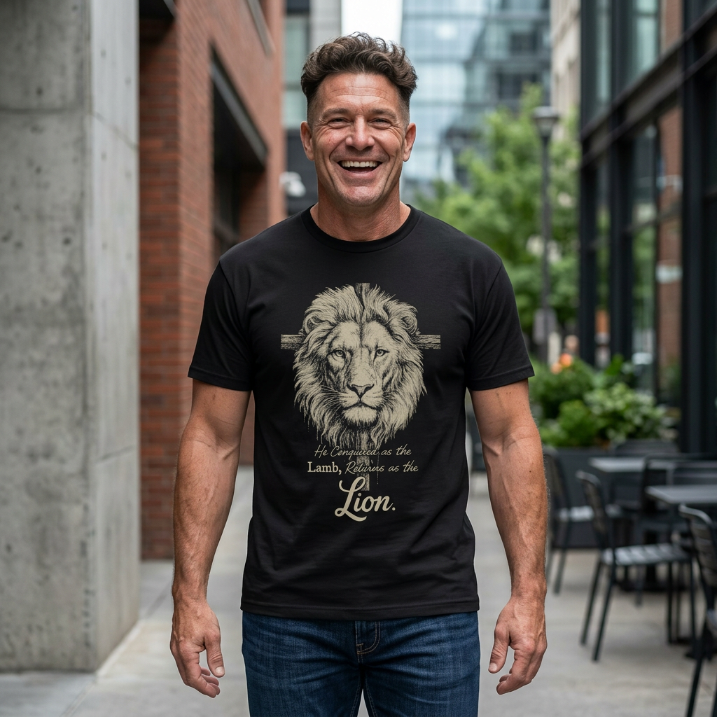 Lion of Judah T-Shirt — "He Came as the Lamb, Returns as the Lion" Christian Graphic Tee