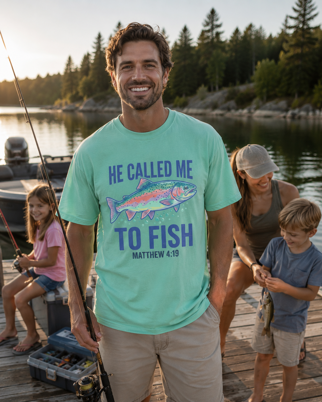 He Called Me to Fish T-Shirt — Matthew 4:19 Christian Fishing Tee