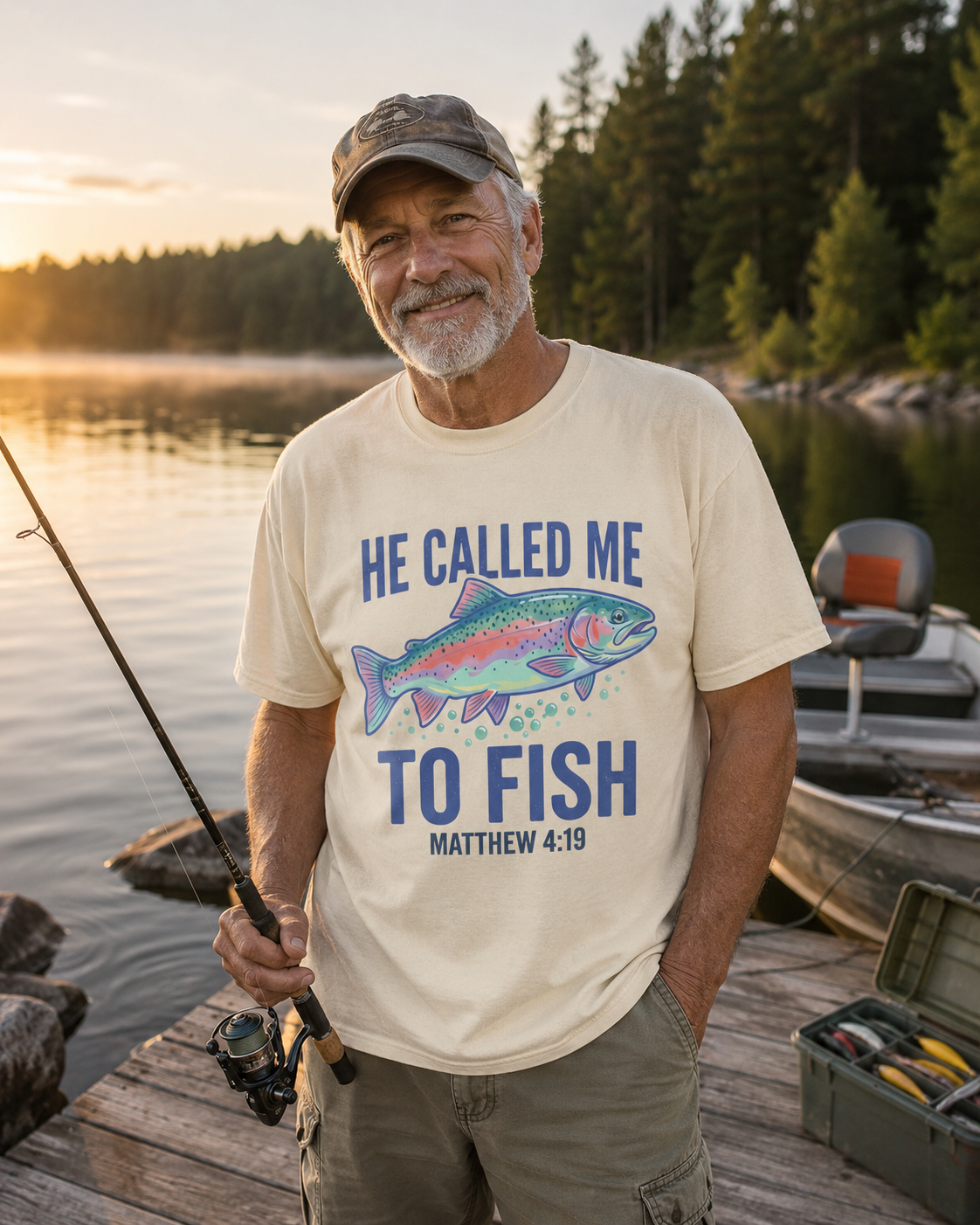 He Called Me to Fish T-Shirt — Matthew 4:19 Christian Fishing Tee