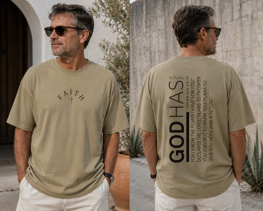 Faith Cross T-Shirt — "God Has" Inspirational Scripture Back Tee
