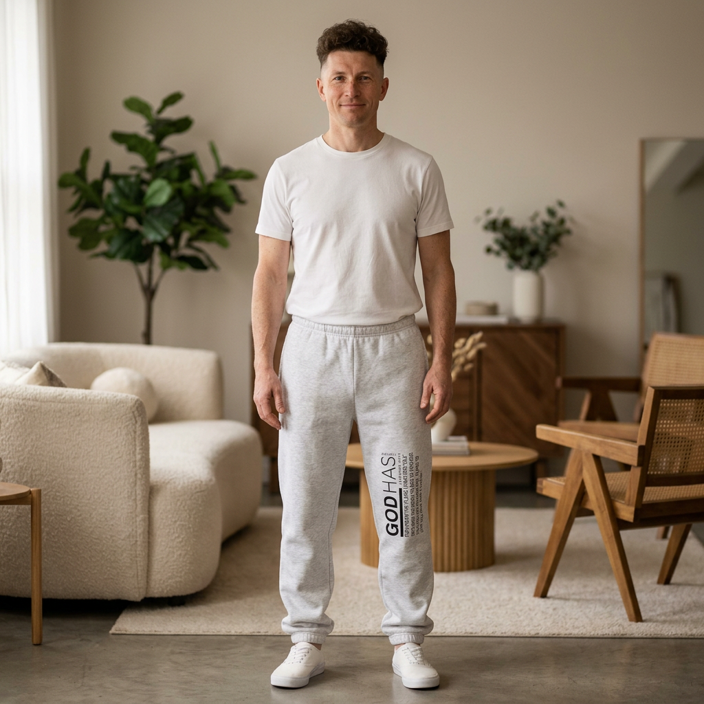 God Has™ Script Joggers — Faith-Inspired Sweatpants with Vertical Side Text