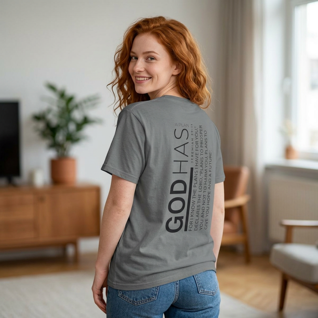 God Has a Plan T-Shirt — Inspirational Unisex Tee (Front & Back Design)