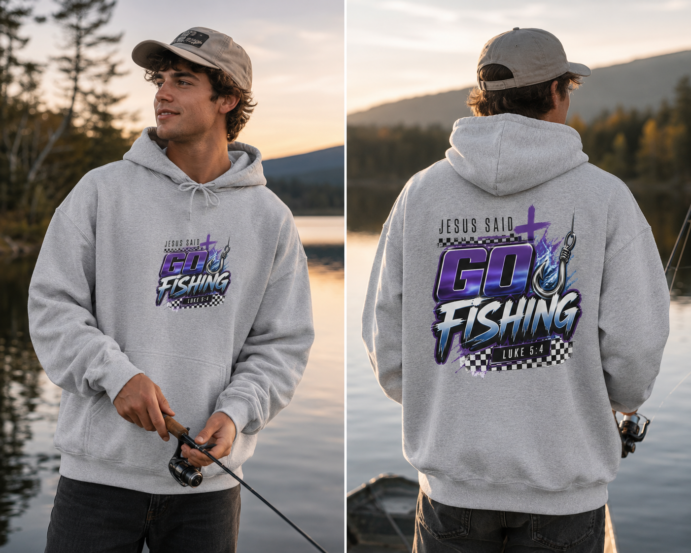 Fishing Hoodie — Go Fishing Retro Graphic Pullover