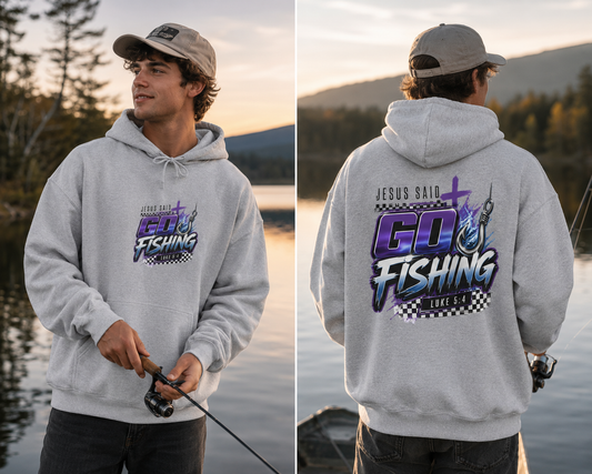Fishing Hoodie — Go Fishing Retro Graphic Pullover