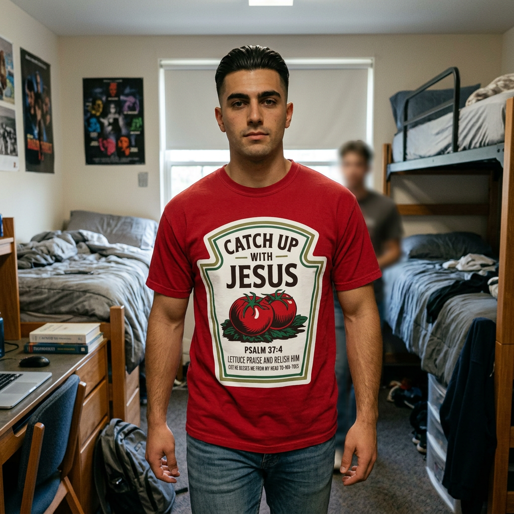 Catch Up With Jesus T-Shirt — Faith-Based Veggie Graphic tee (Psalm 37:4)