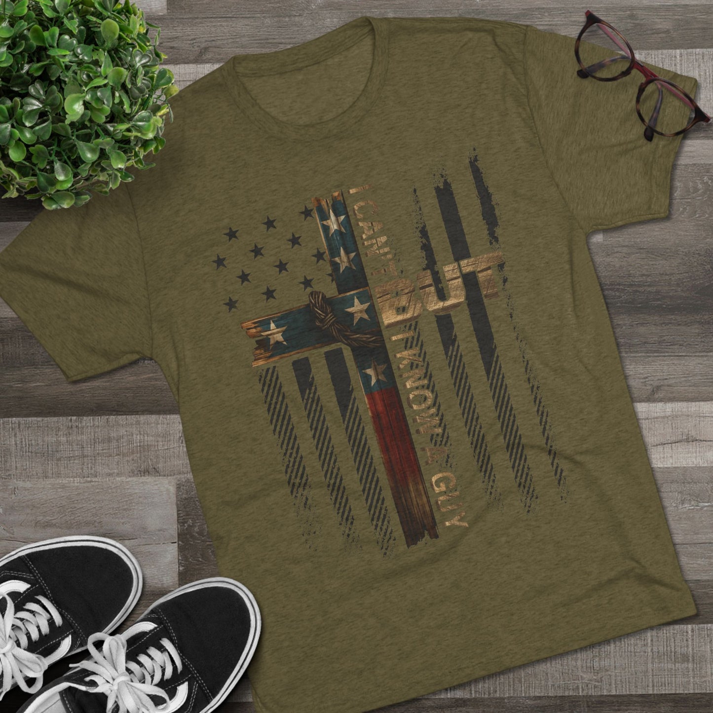 T-Shirt — "I Can’t, But I Know A Guy" Distressed American Flag Tee