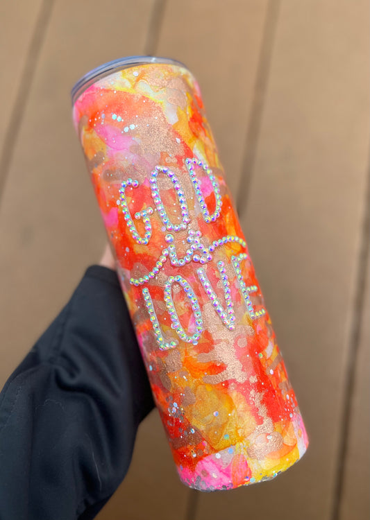 Rhinestone God Is Love 30oz Tumbler With Handle Tumbler 30oz Epoxy Tumblers Scripture Gifts Christian Gifts Bible Verse RhinestoneTumblers Cup with Handle