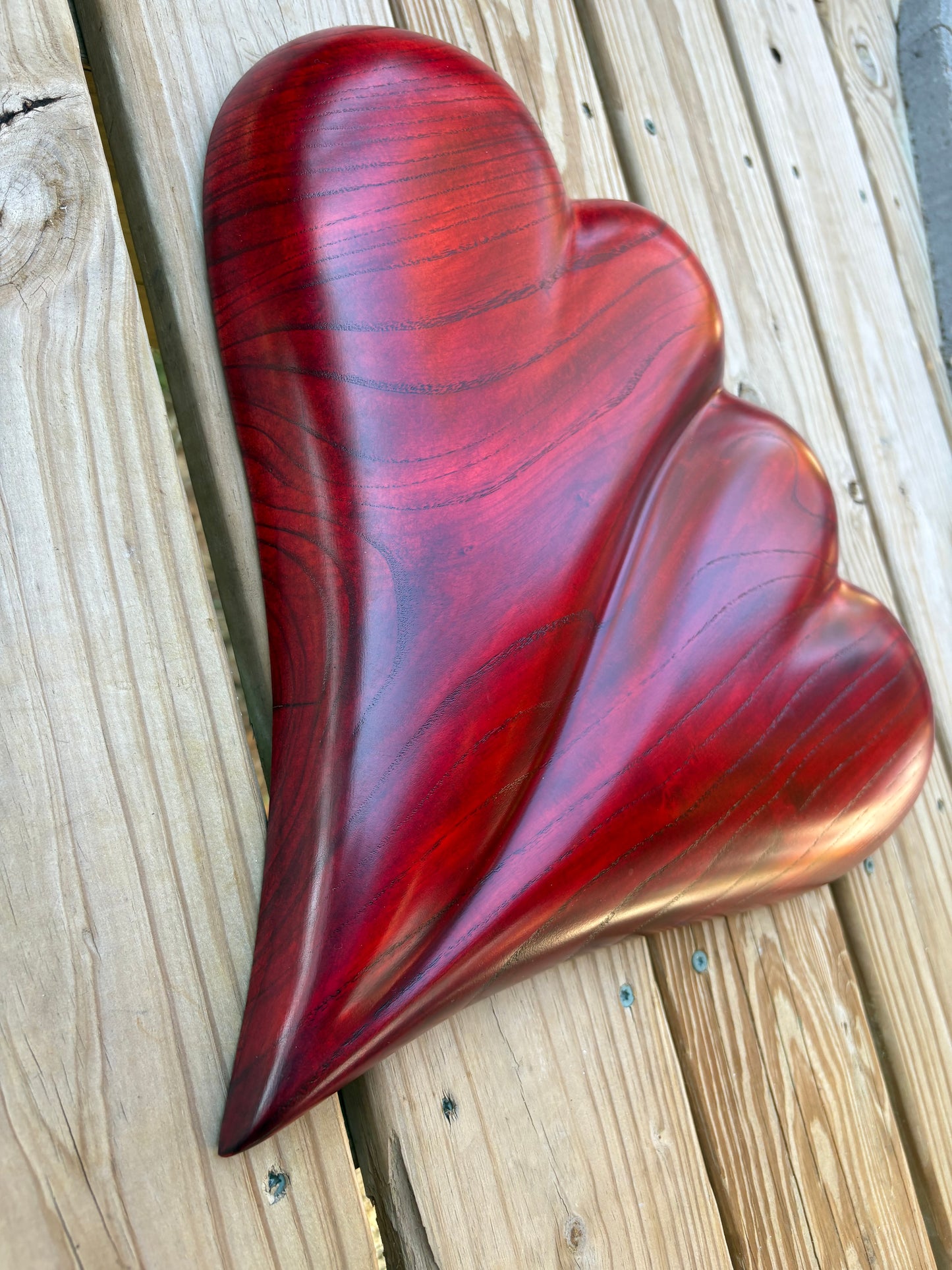 Large RED Wedding Two Become One Double 3D Heart Sculpture Anniversaries gift 20th anniversary wooden Art birthday gift Mother’s Day gift Wooden heart