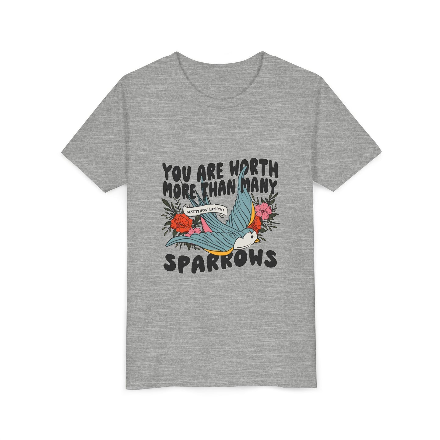 You Are Worth More Than Many Sparrows Youth Tee — Inspirational Kids Graphic T-Shirt