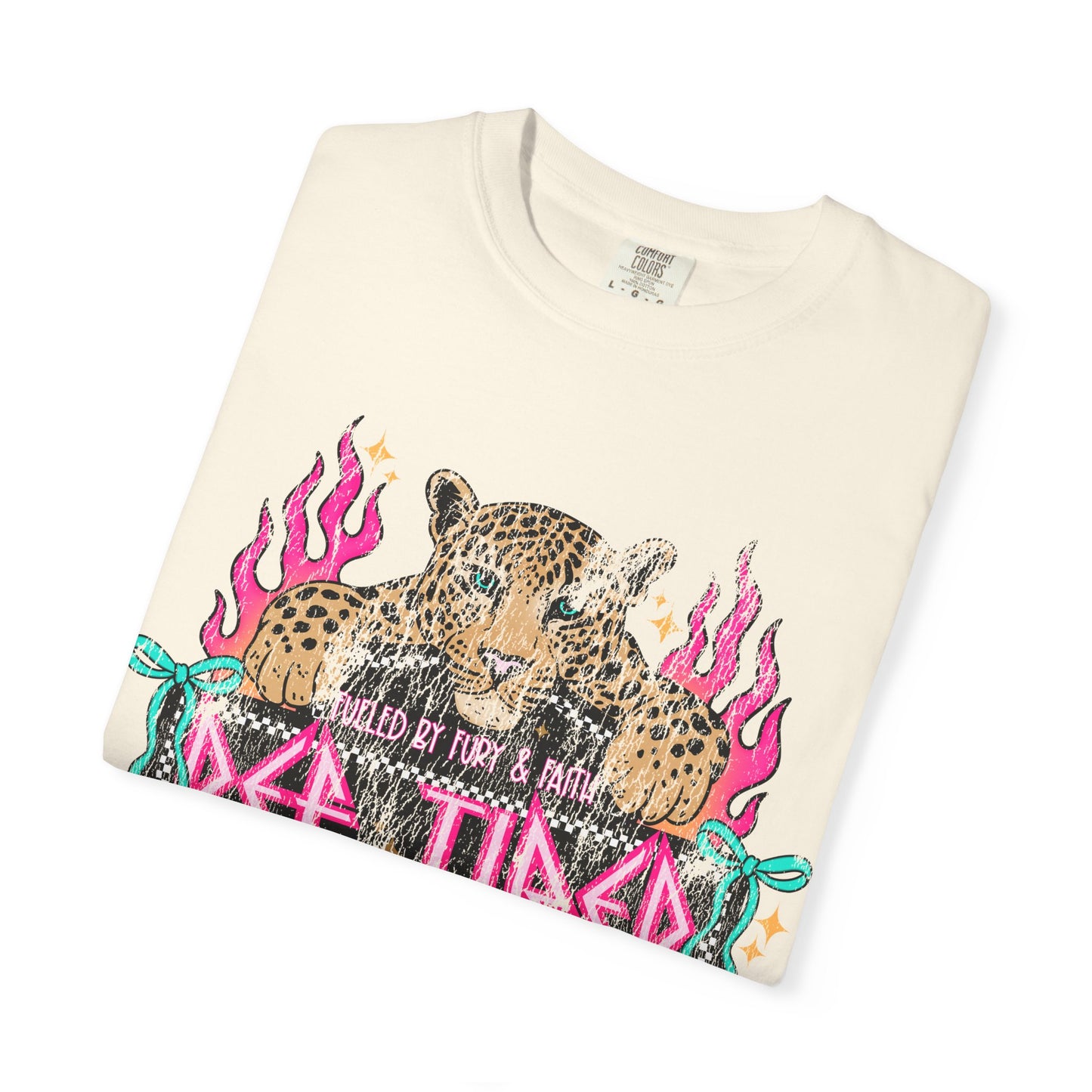 So Tired Mama T-shirt | Leopard, Pink Flames, Retro Gothic Text