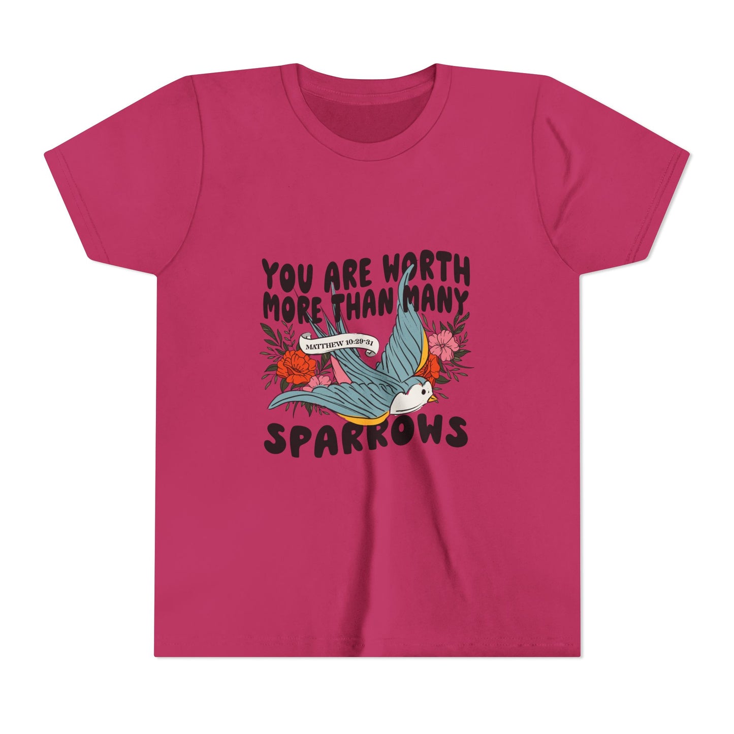 You Are Worth More Than Many Sparrows Youth Tee — Inspirational Kids Graphic T-Shirt
