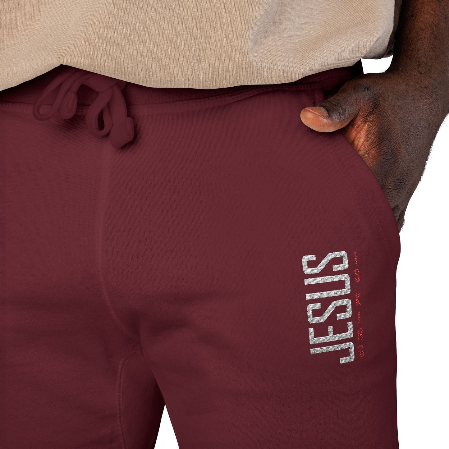 Jesus is King Embroidered Fleece Sweatpants — Cozy Casual Joggers