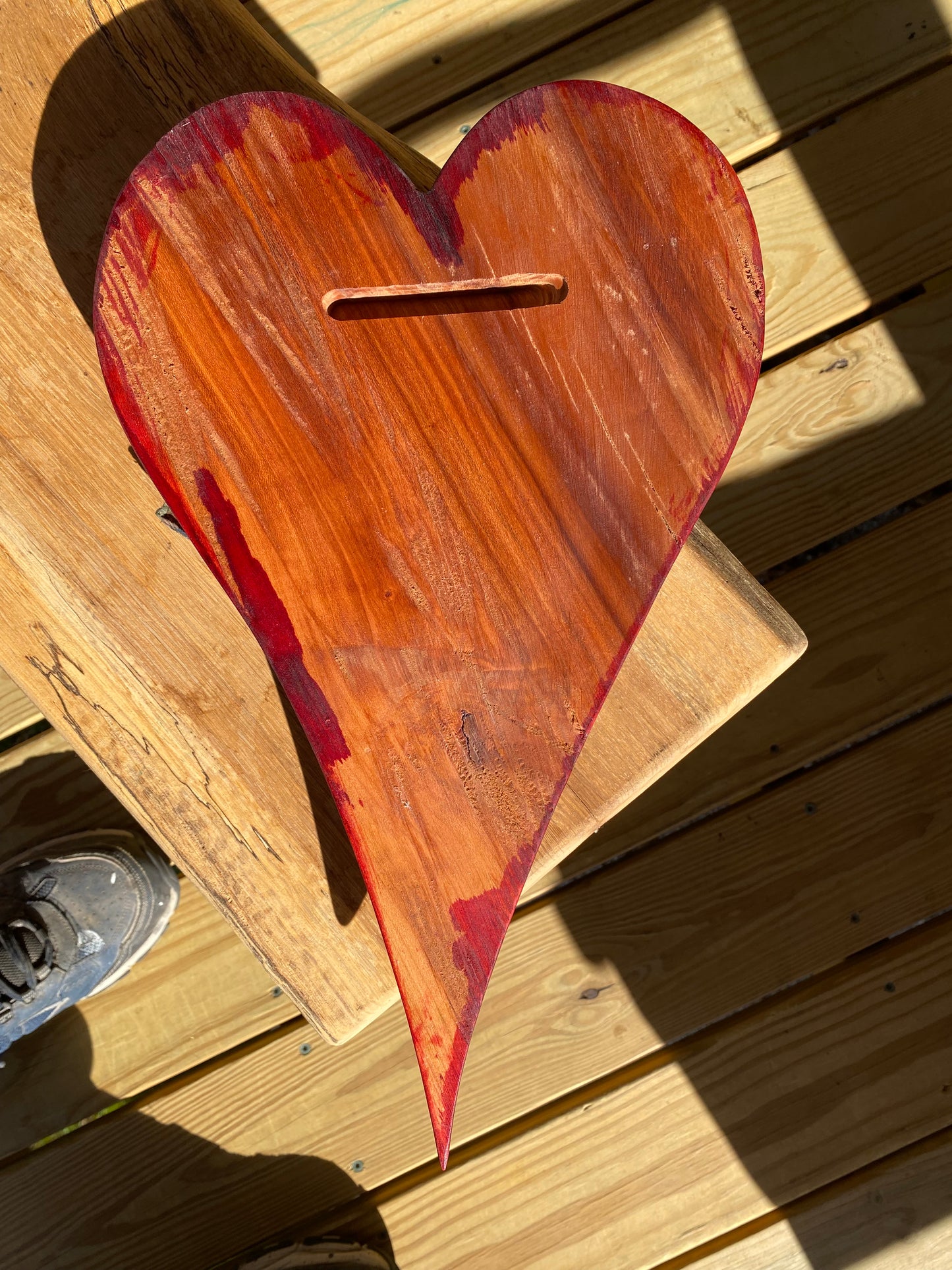 Red 3D Heart Cross Sculpture Christmas Gift Anniversaries gift 20th anniversary wooden Art birthday gift