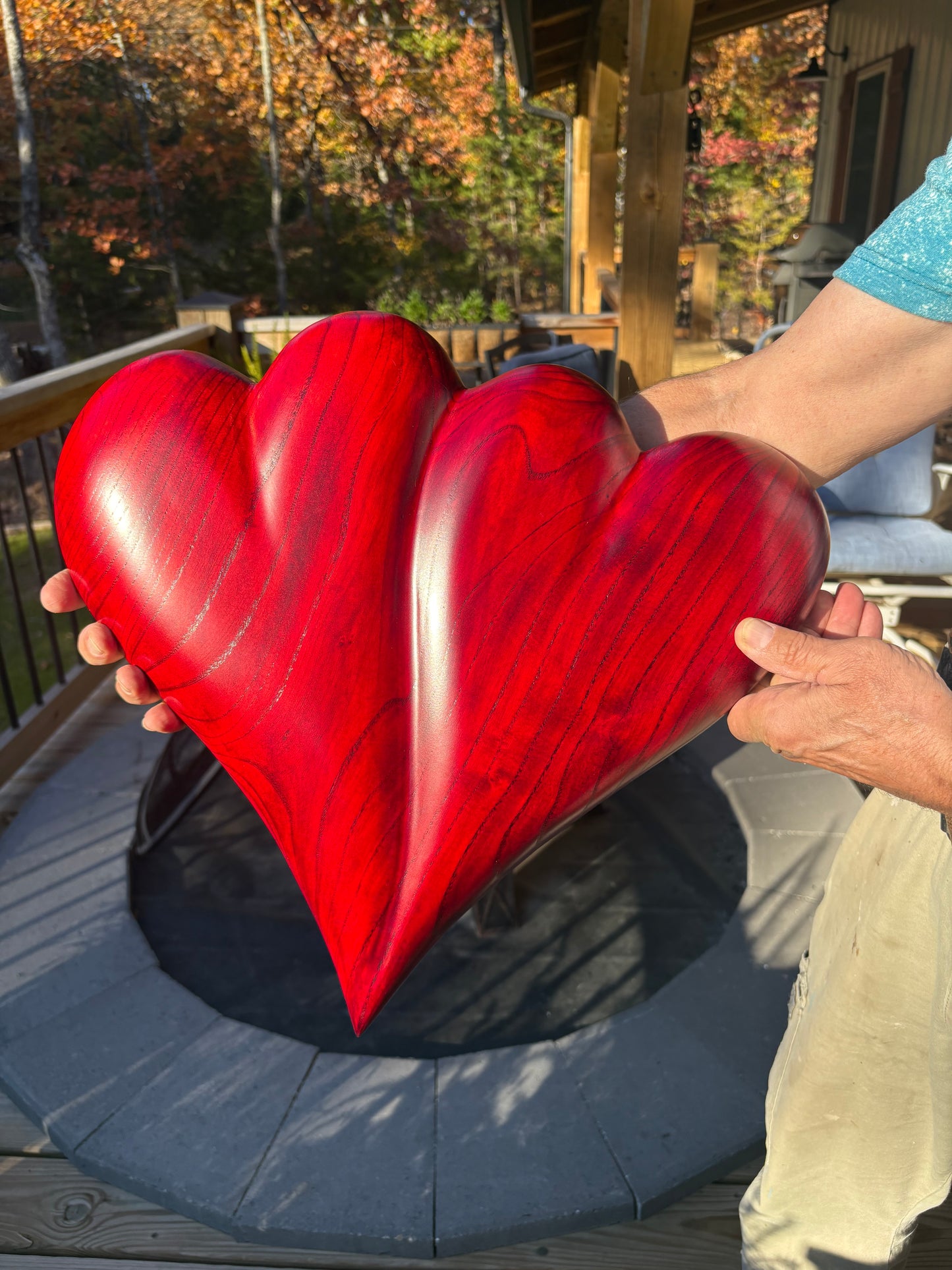 Large RED Wedding Two Become One Double 3D Heart Sculpture Anniversaries gift 20th anniversary wooden Art birthday gift Mother’s Day gift Wooden heart