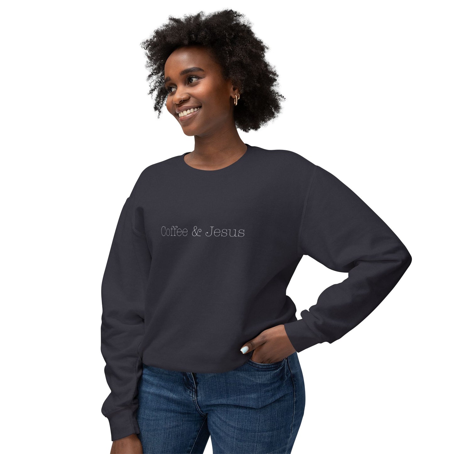 Coffee & Jesus Crewneck Sweatshirt — Minimal Christian Coffee Sweatshirt