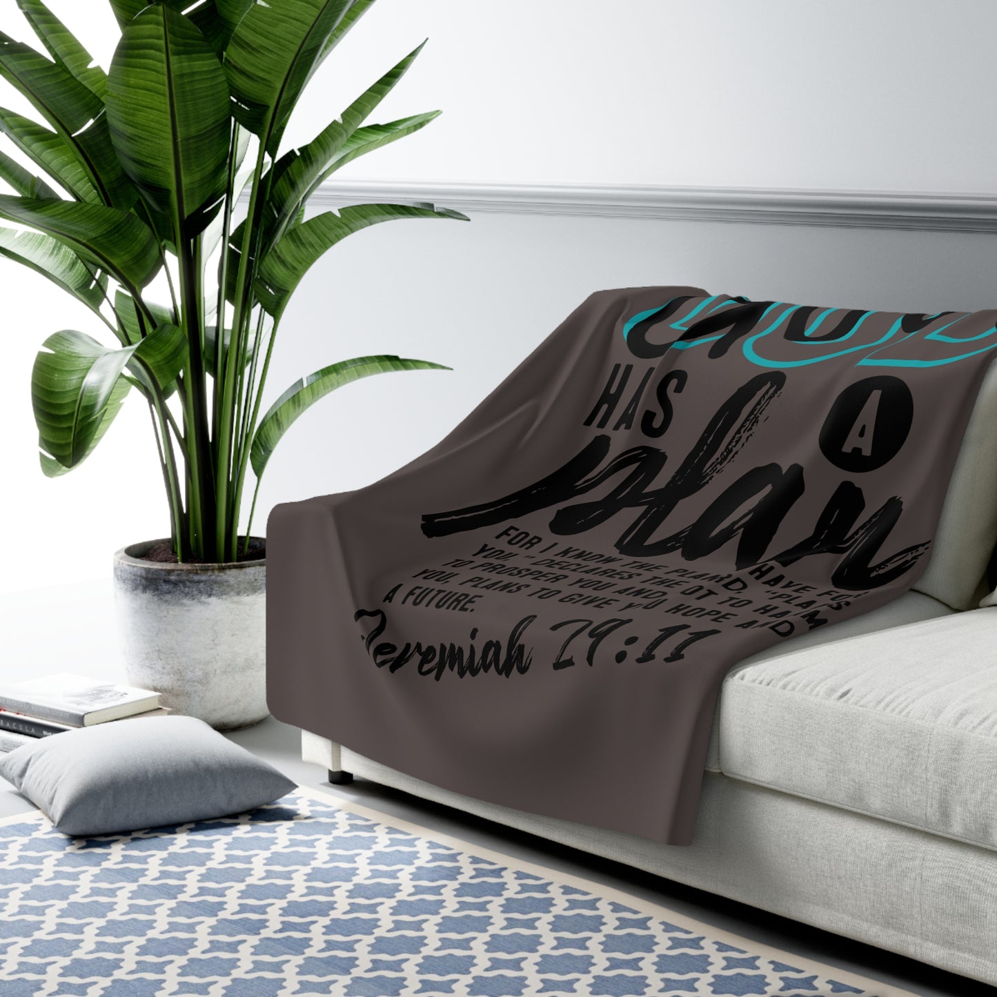 Sherpa Blanket — "God Has a Plan" Inspirational Scripture Throw (Jeremiah 29:11)