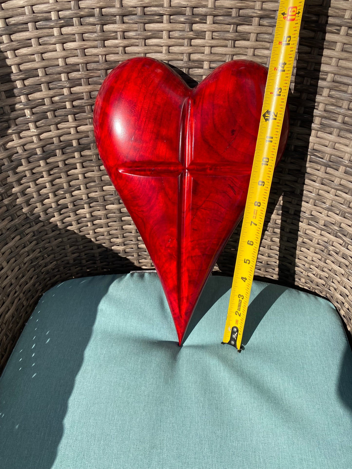 Red 3D Heart Cross Sculpture Christmas Gift Anniversaries gift 20th anniversary wooden Art birthday gift