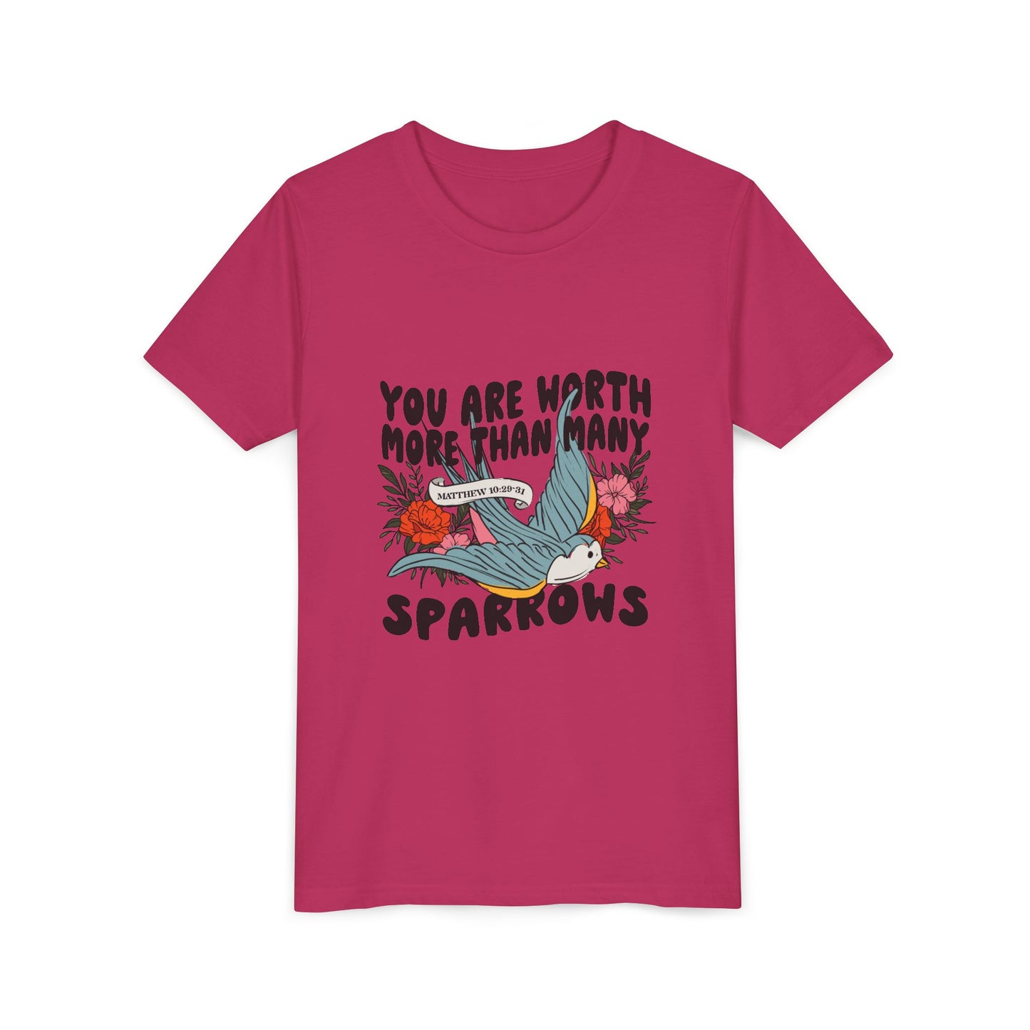 You Are Worth More Than Many Sparrows Youth Tee — Inspirational Kids Graphic T-Shirt