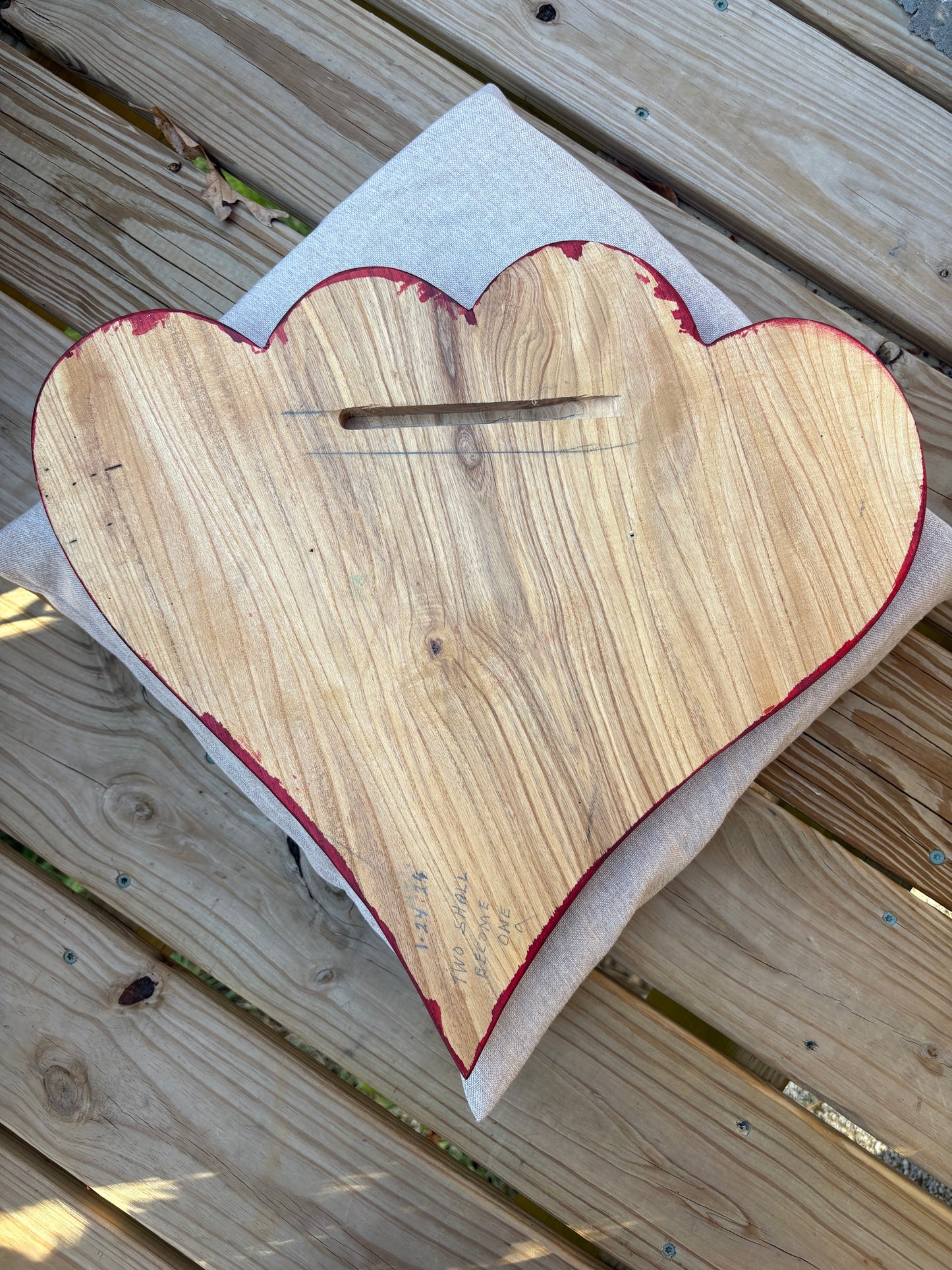 Large RED Wedding Two Become One Double 3D Heart Sculpture Anniversaries gift 20th anniversary wooden Art birthday gift Mother’s Day gift Wooden heart