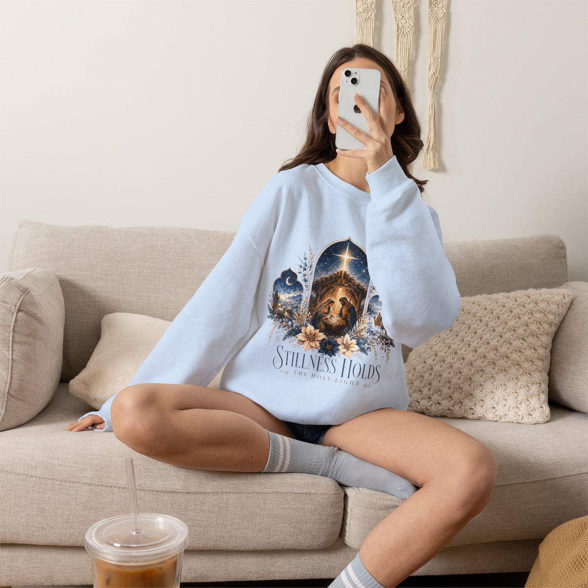 Stillness Holds Inspirational Lion Christian Crewneck Sweatshirt