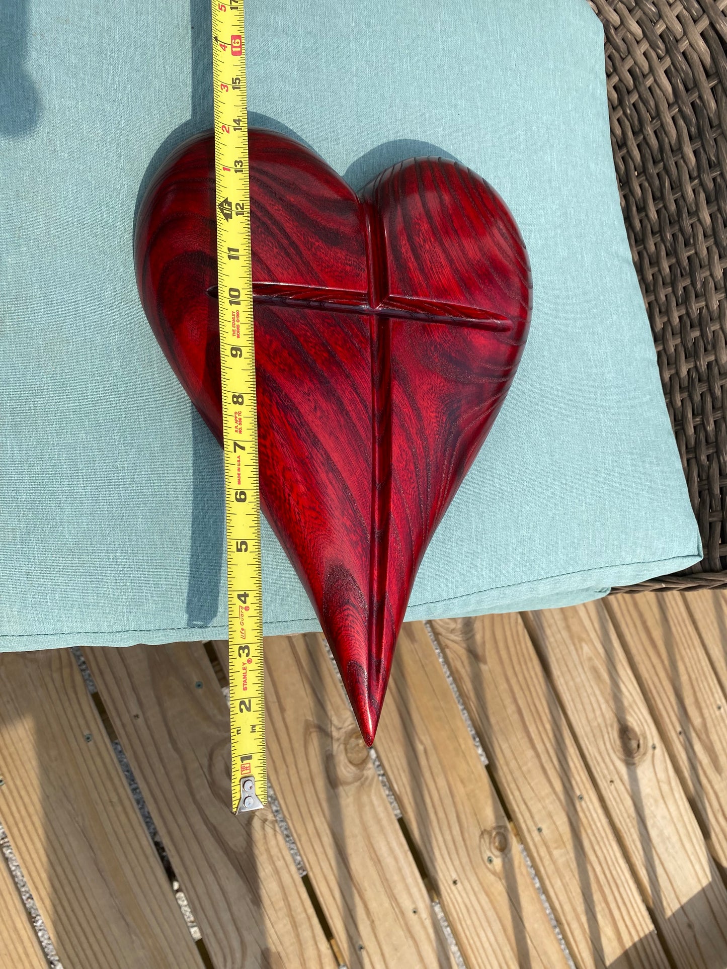 Red 3D Heart Cross Sculpture Gift Anniversaries gift 20th anniversary wooden Art birthday gift
