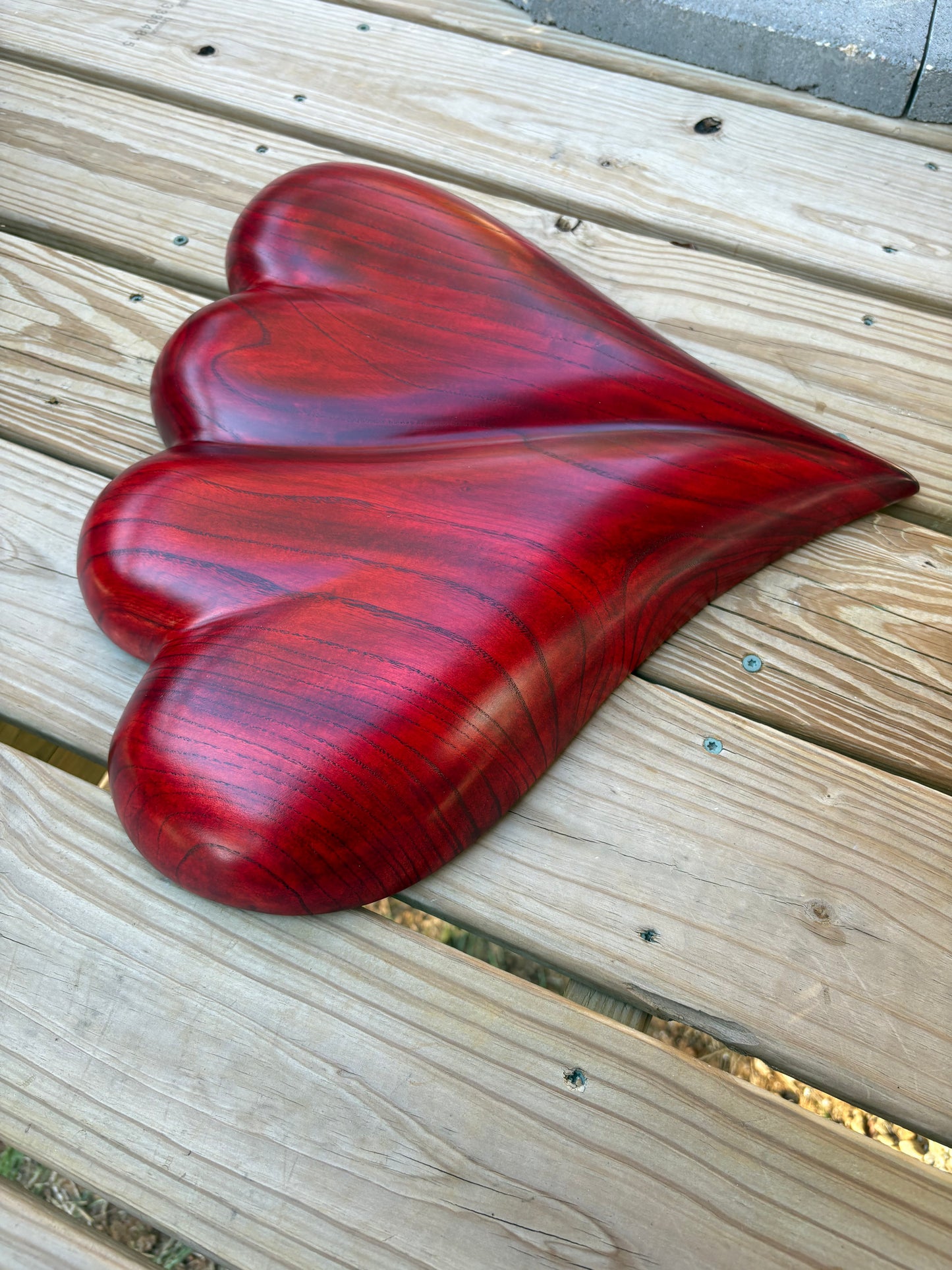 Large RED Wedding Two Become One Double 3D Heart Sculpture Anniversaries gift 20th anniversary wooden Art birthday gift Mother’s Day gift Wooden heart