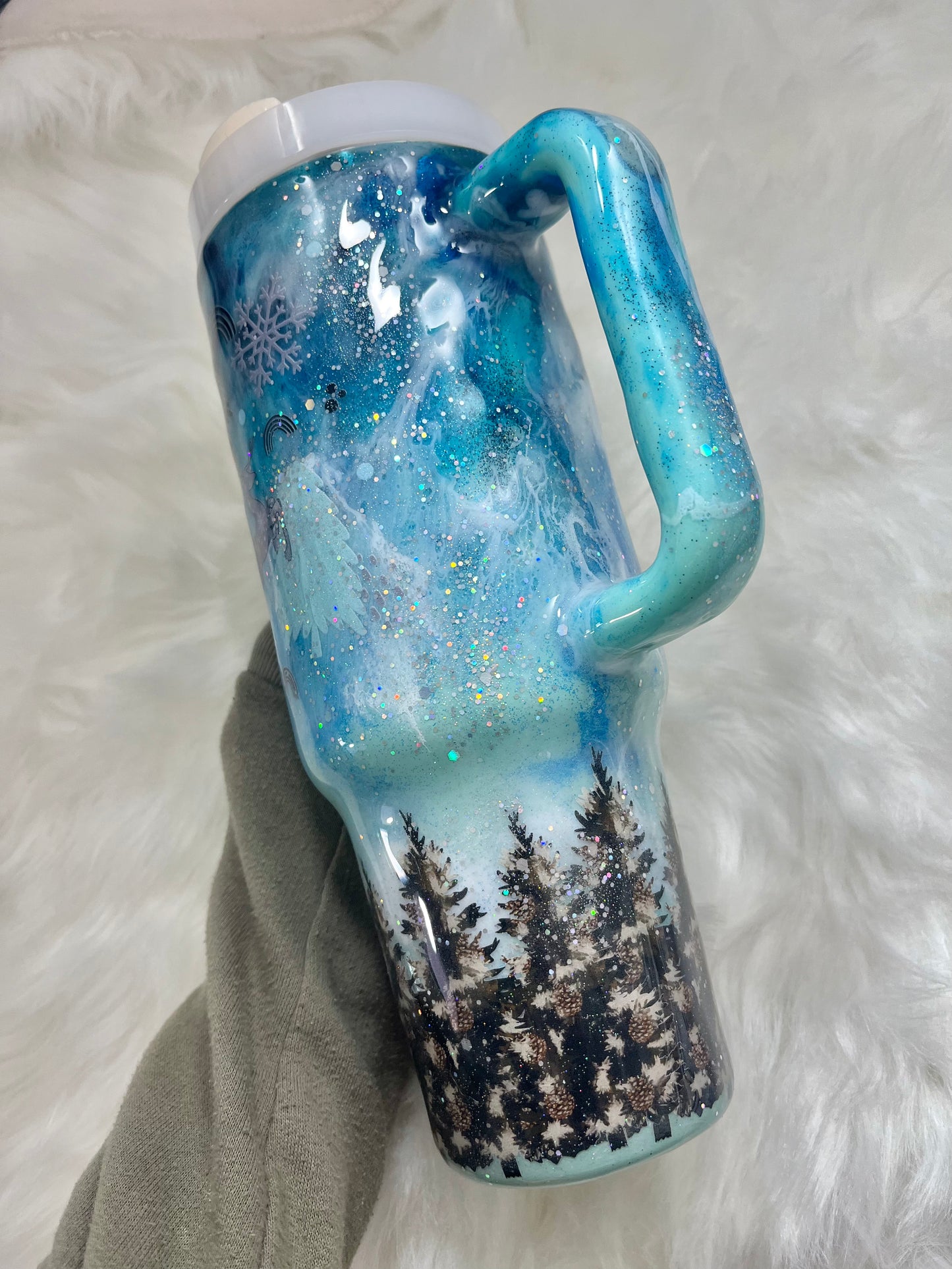 Winter wonderland 40oz Tumbler with handle Christmas Gifts Christmas Epoxy Tumblers Winter Wonderland