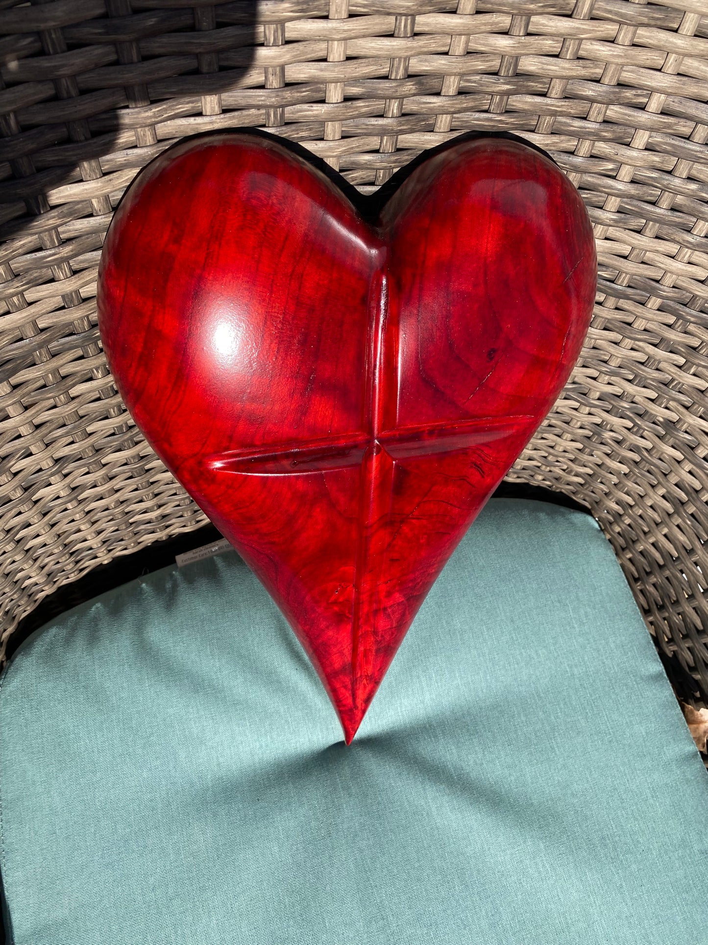 Red 3D Heart Cross Sculpture Christmas Gift Anniversaries gift 20th anniversary wooden Art birthday gift