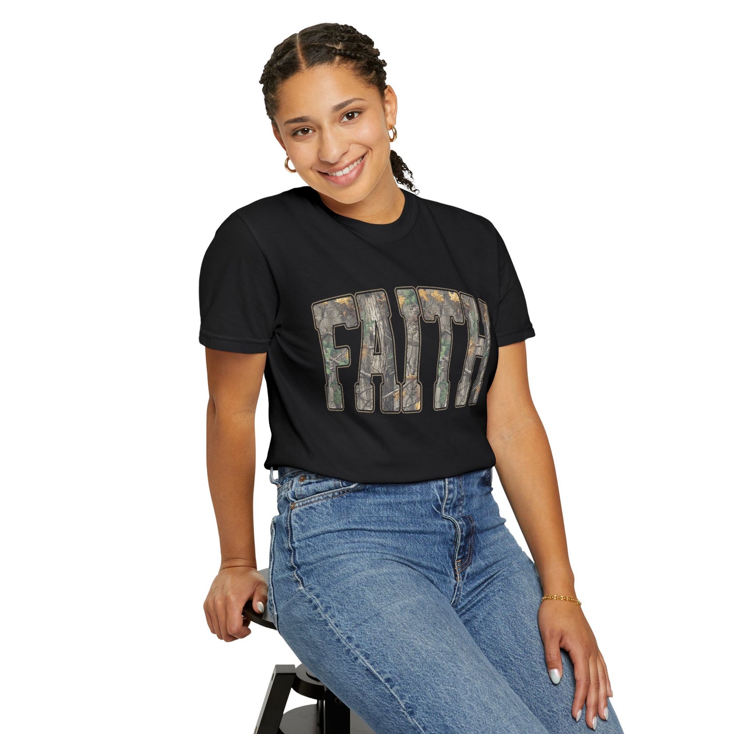 FAITH Vintage Camo block lettering T-Shirt | Faith typography tee