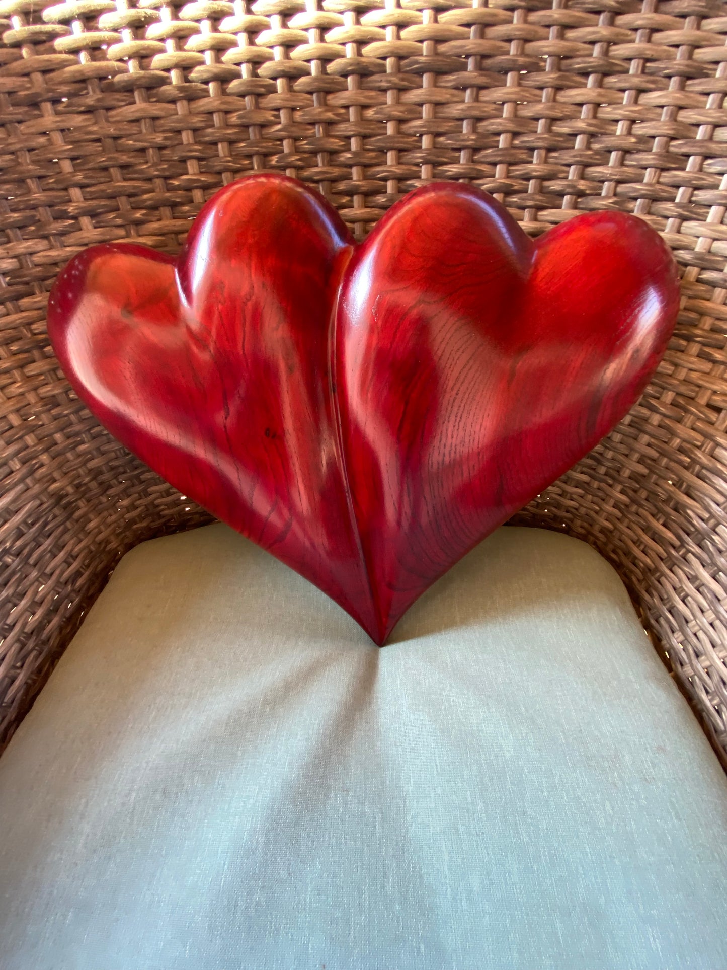 Large Red Wedding Two Become One Double 3D Heart Sculpture Anniversaries gift 20th anniversary wooden Art birthday gift Mother’s Day gift Wooden heart