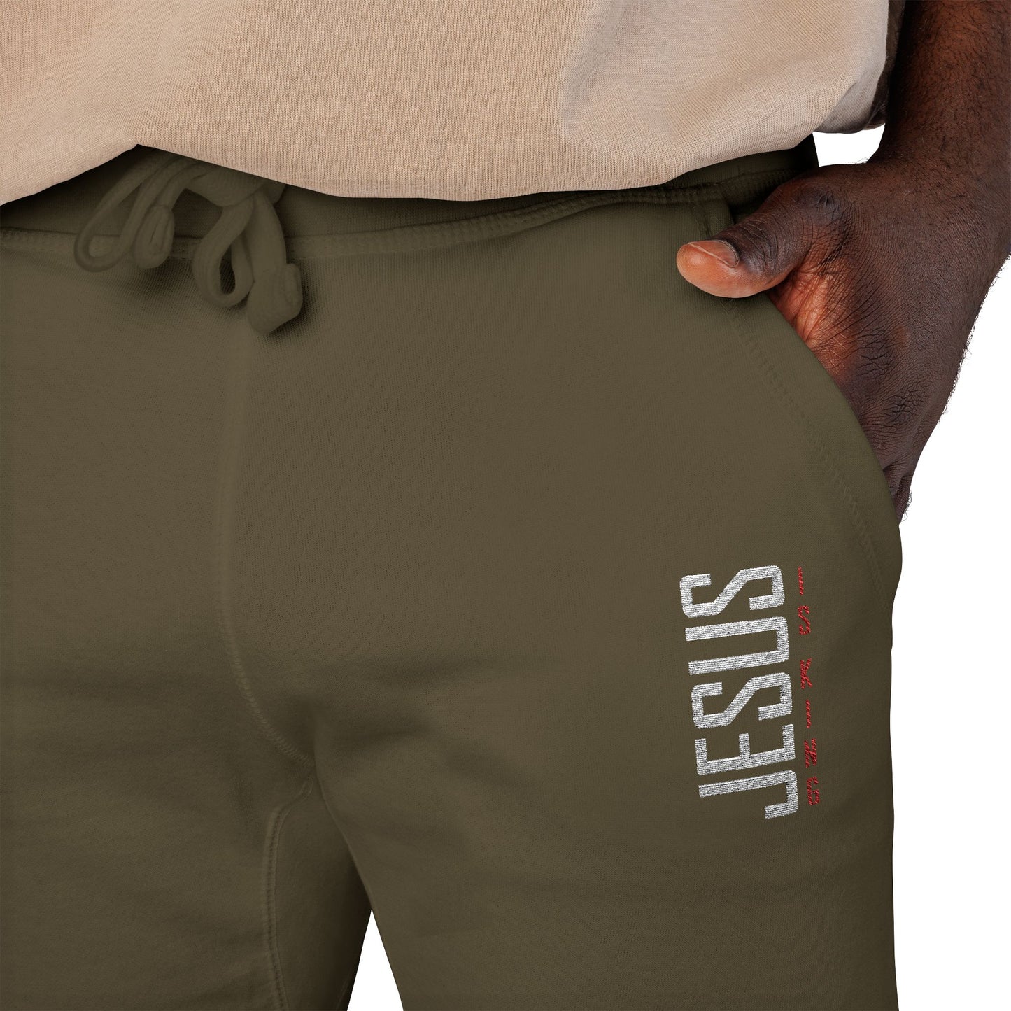 Jesus is King Embroidered Fleece Sweatpants — Cozy Casual Joggers
