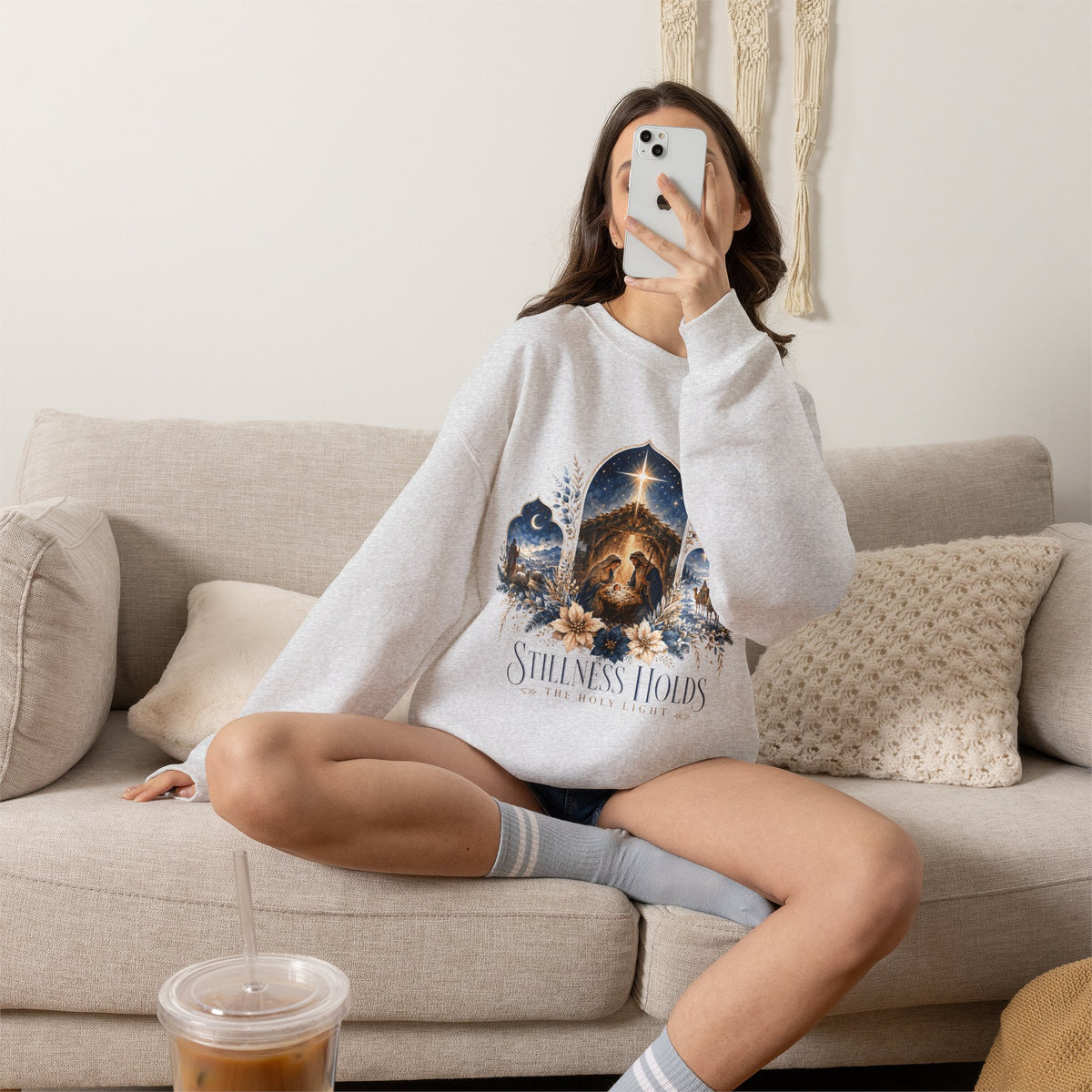 Stillness Holds Inspirational Lion Christian Crewneck Sweatshirt