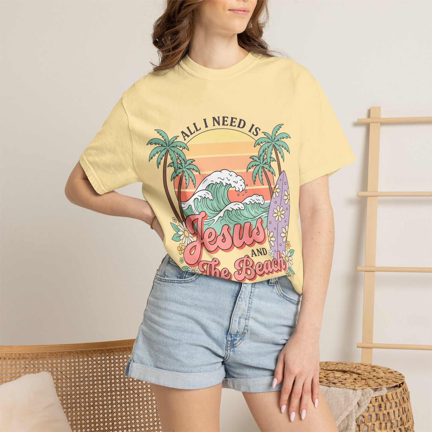 Jesus and the Beach T-Shirt — Christian Surf Retro Palm Tee