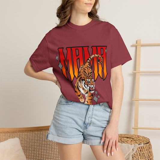 Retro MAMA Roaring Tiger Graphic T-Shirt | Vintage Flame Lettering