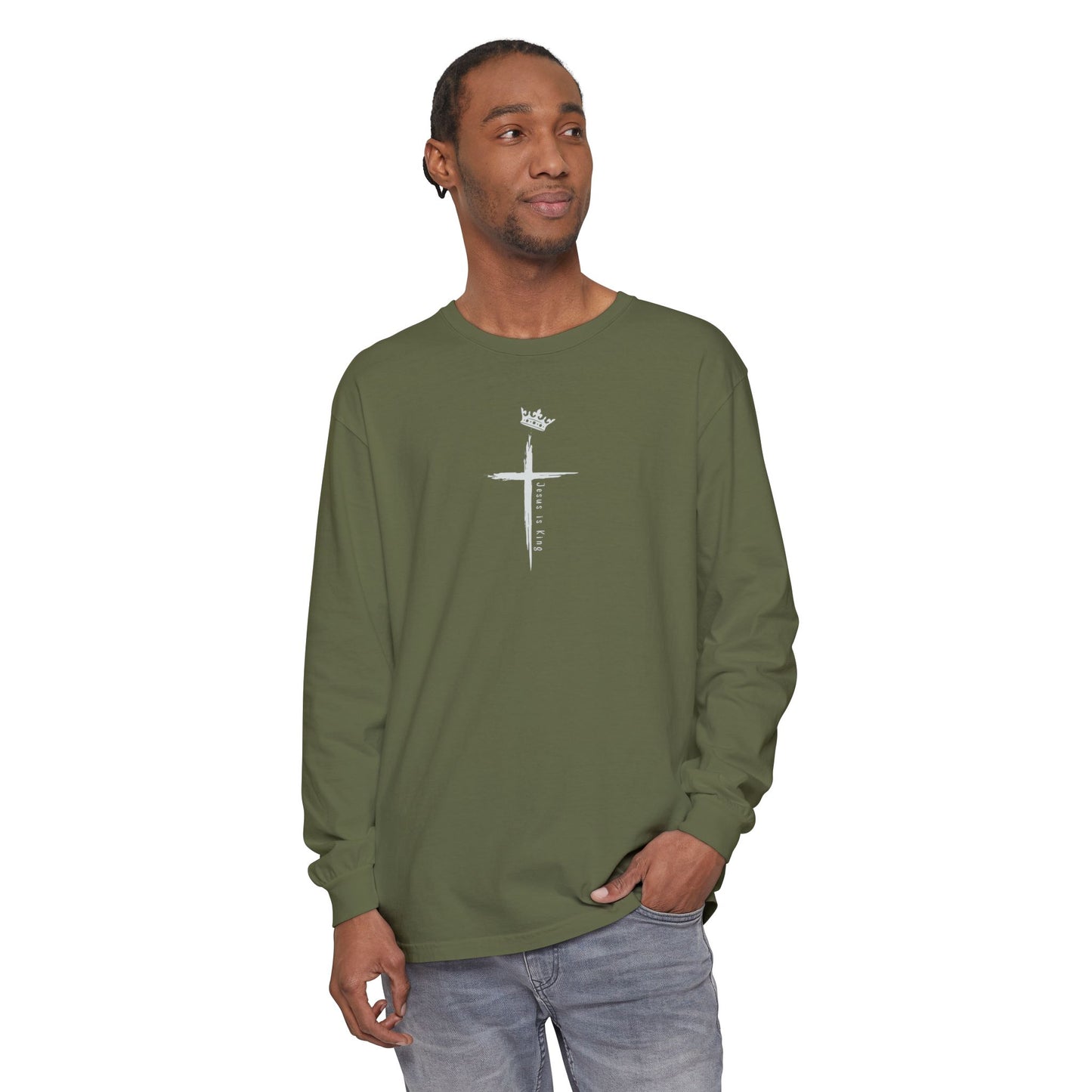 Christian Long Sleeve Tee — "So I Throw Up My Hands and Praise You Again & Again" front & back Print