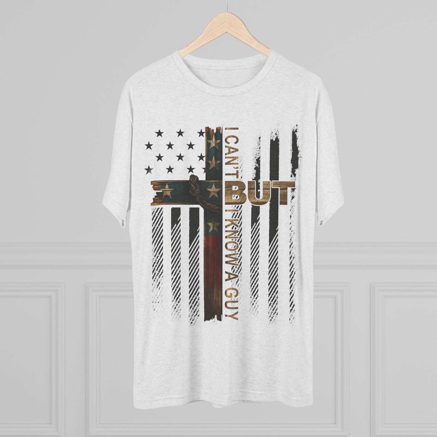 T-Shirt — "I Can’t, But I Know A Guy" Distressed American Flag Tee