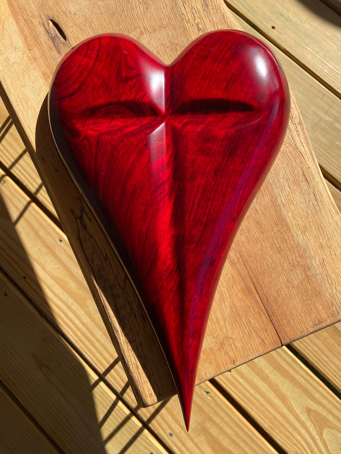 Red 3D Heart Cross Sculpture Christmas Gift Anniversaries gift 20th anniversary wooden Art birthday gift
