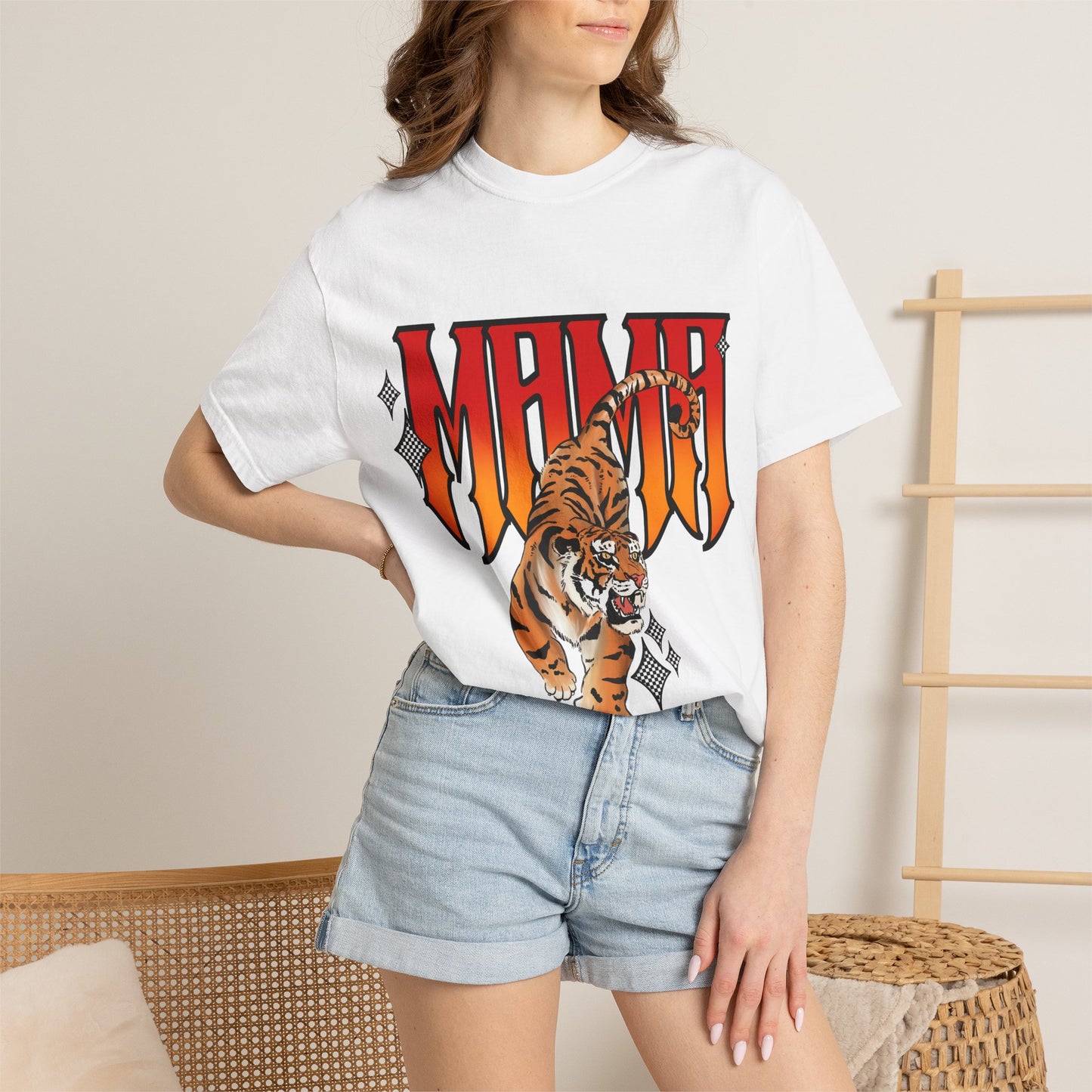 Retro MAMA Roaring Tiger Graphic T-Shirt | Vintage Flame Lettering