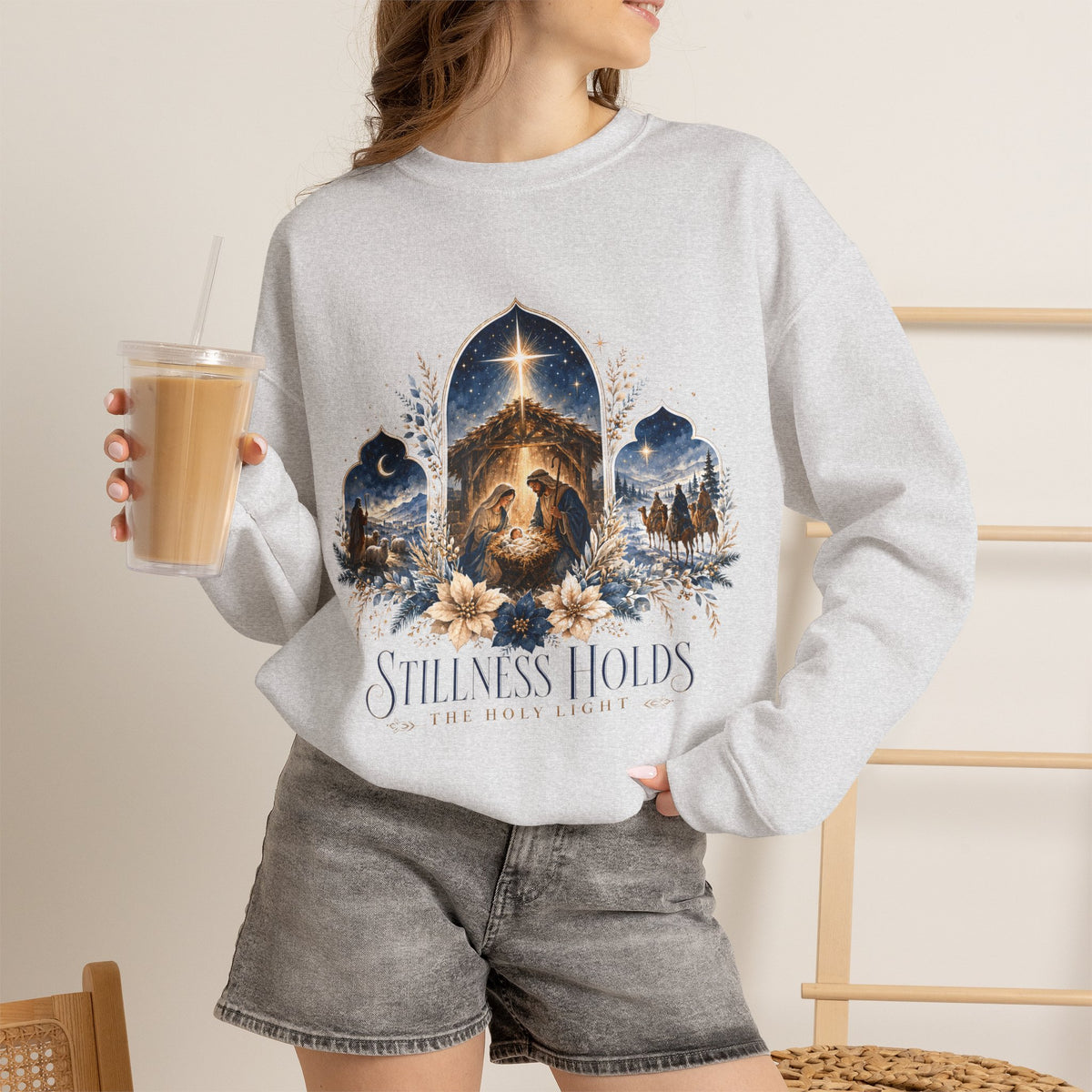 Stillness Holds Inspirational Lion Christian Crewneck Sweatshirt