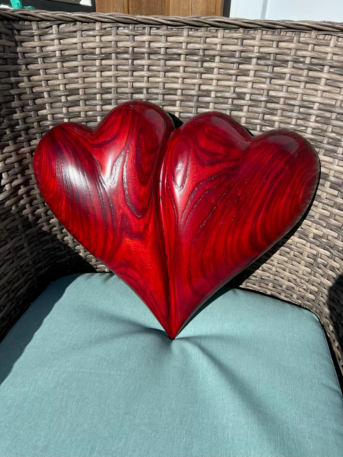 Large Red Wedding Two Become One Double 3D Heart Sculpture Anniversaries gift 20th anniversary wooden Art birthday gift Mother’s Day gift Wooden heart