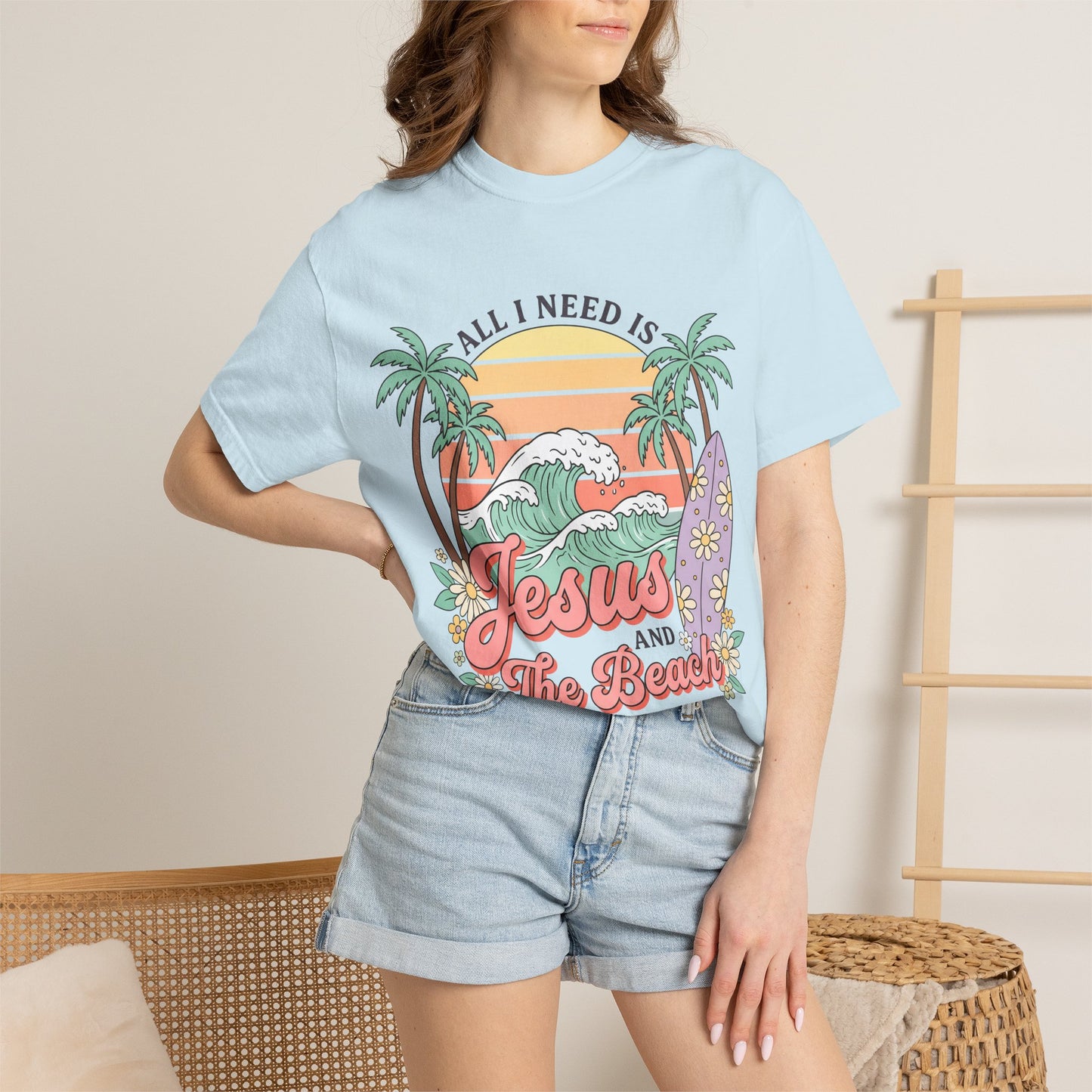 Jesus and the Beach T-Shirt — Christian Surf Retro Palm Tee